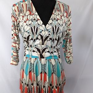 Boston Proper Floral Geometric Blouse size 10